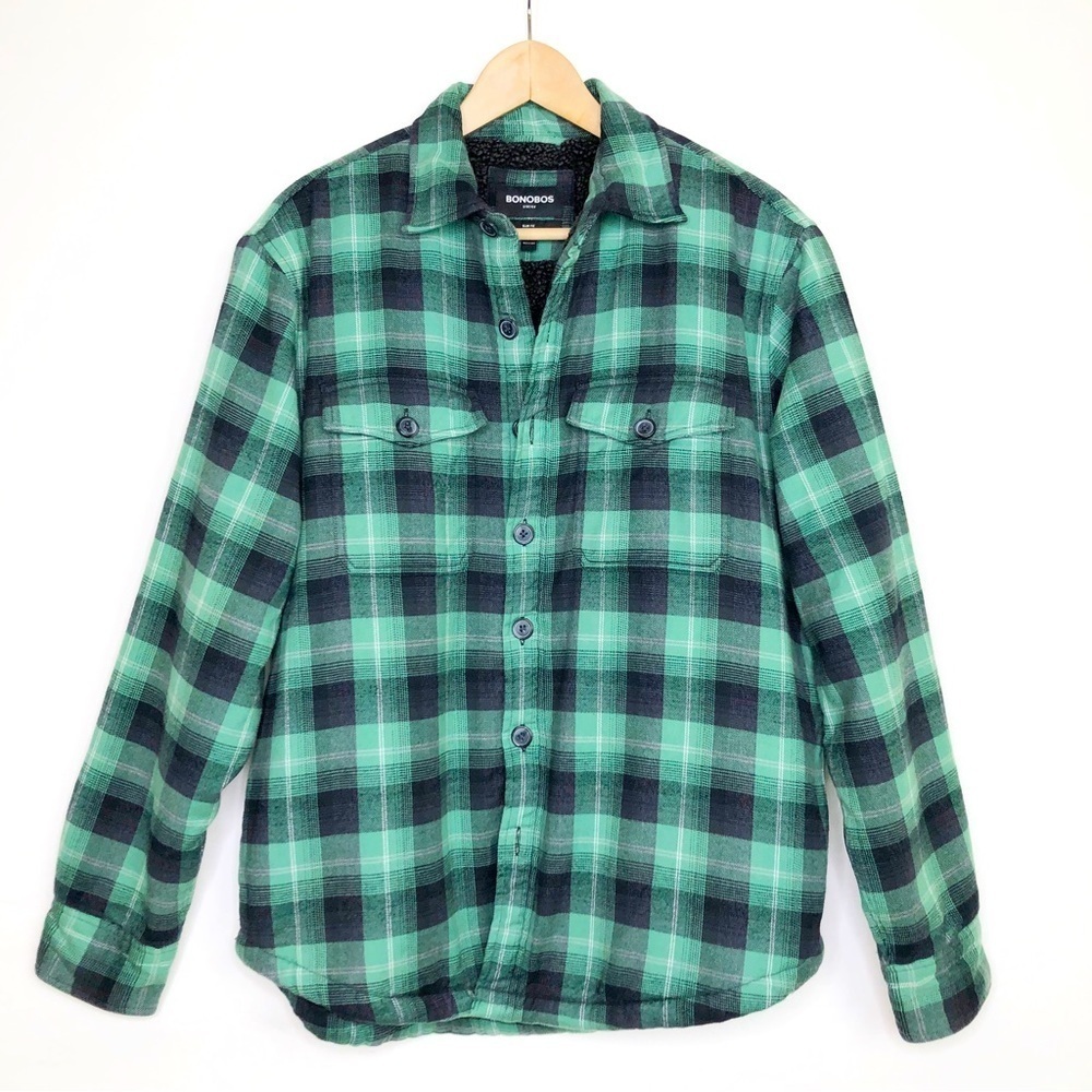 Bonobos Green black sharpie line Slimfit Shacket